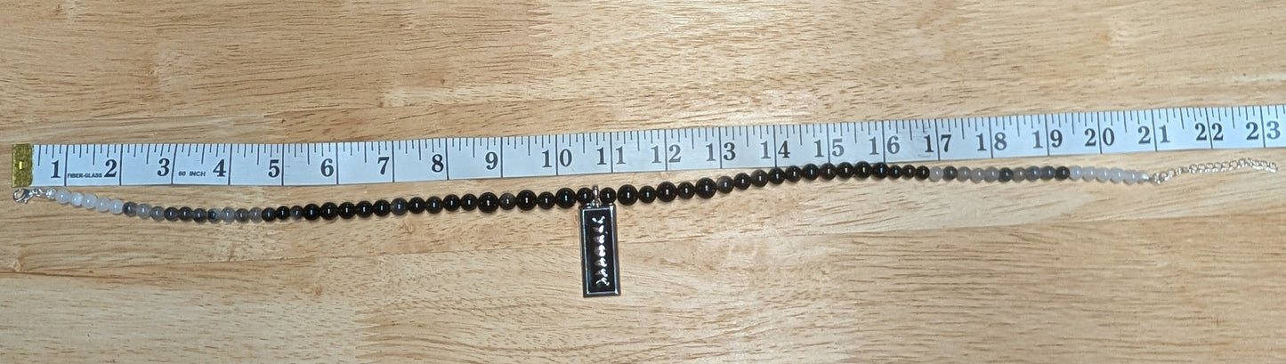 Lunar Cycle Reversible Necklace with Silver Obsidian