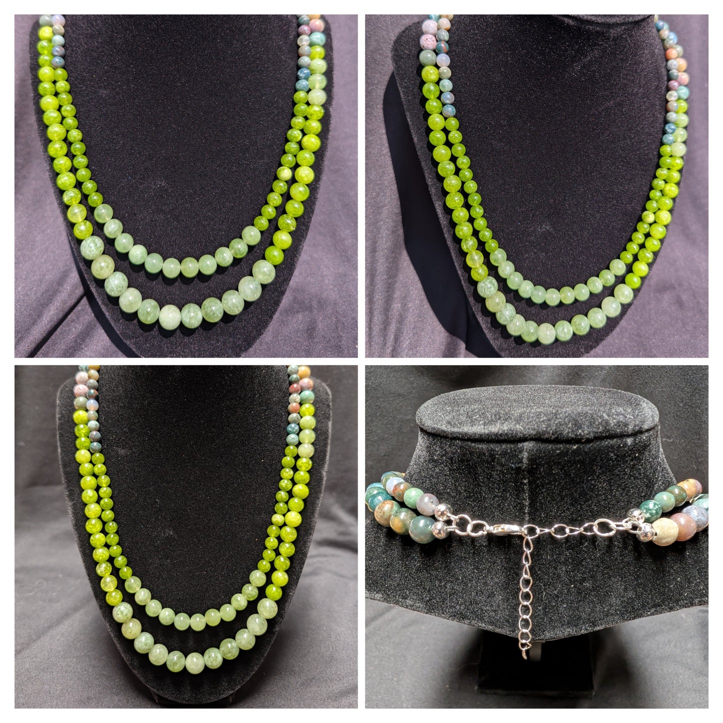 Peridot Jade and Indian Agate Double-Strand Necklace
